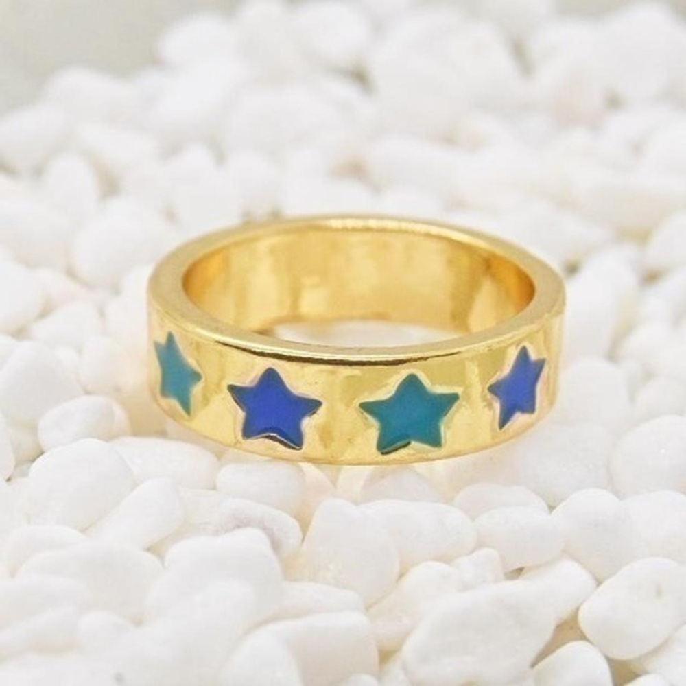 Y2K Ring with Blue Stars